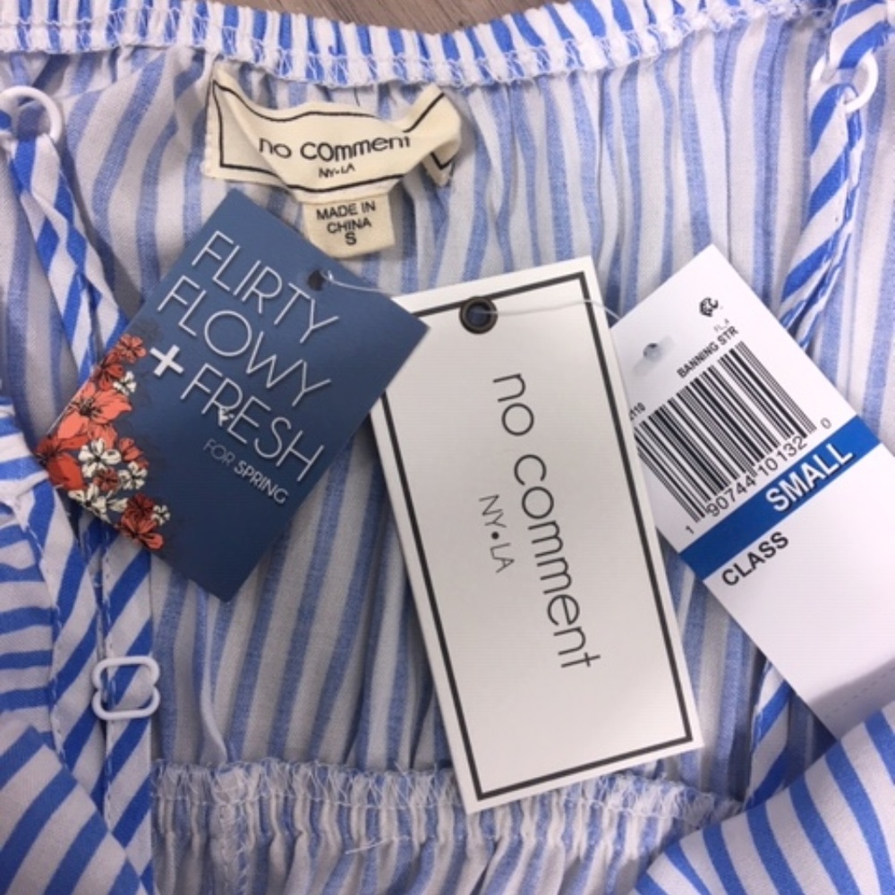 Juniors Cotton Striped High-Low Dress Blue White - Picture 4 of 8